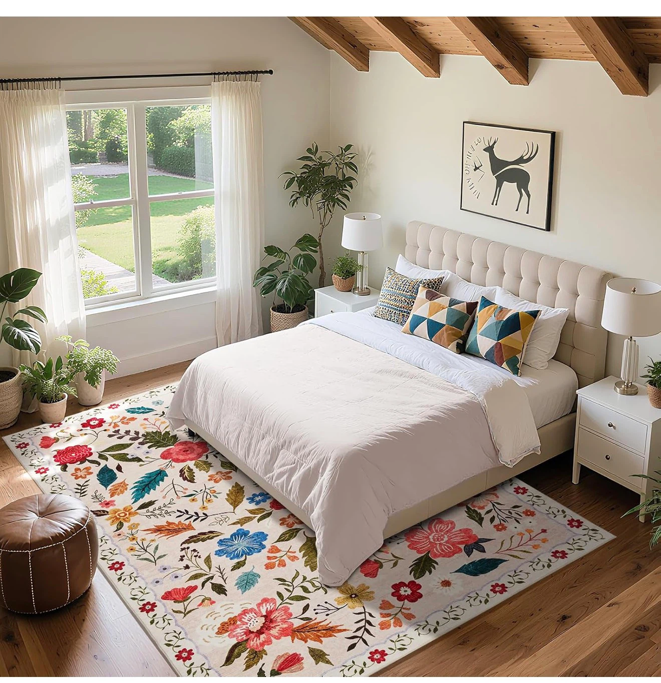 Low Pile Floral Area Rug - photo 3