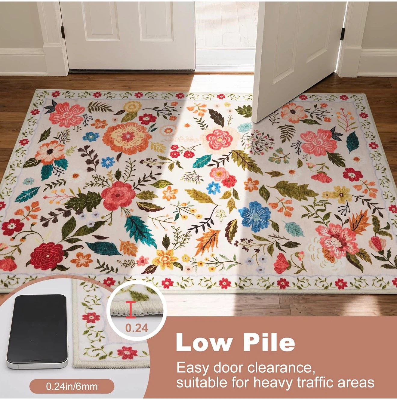 Low Pile Floral Area Rug - photo 4