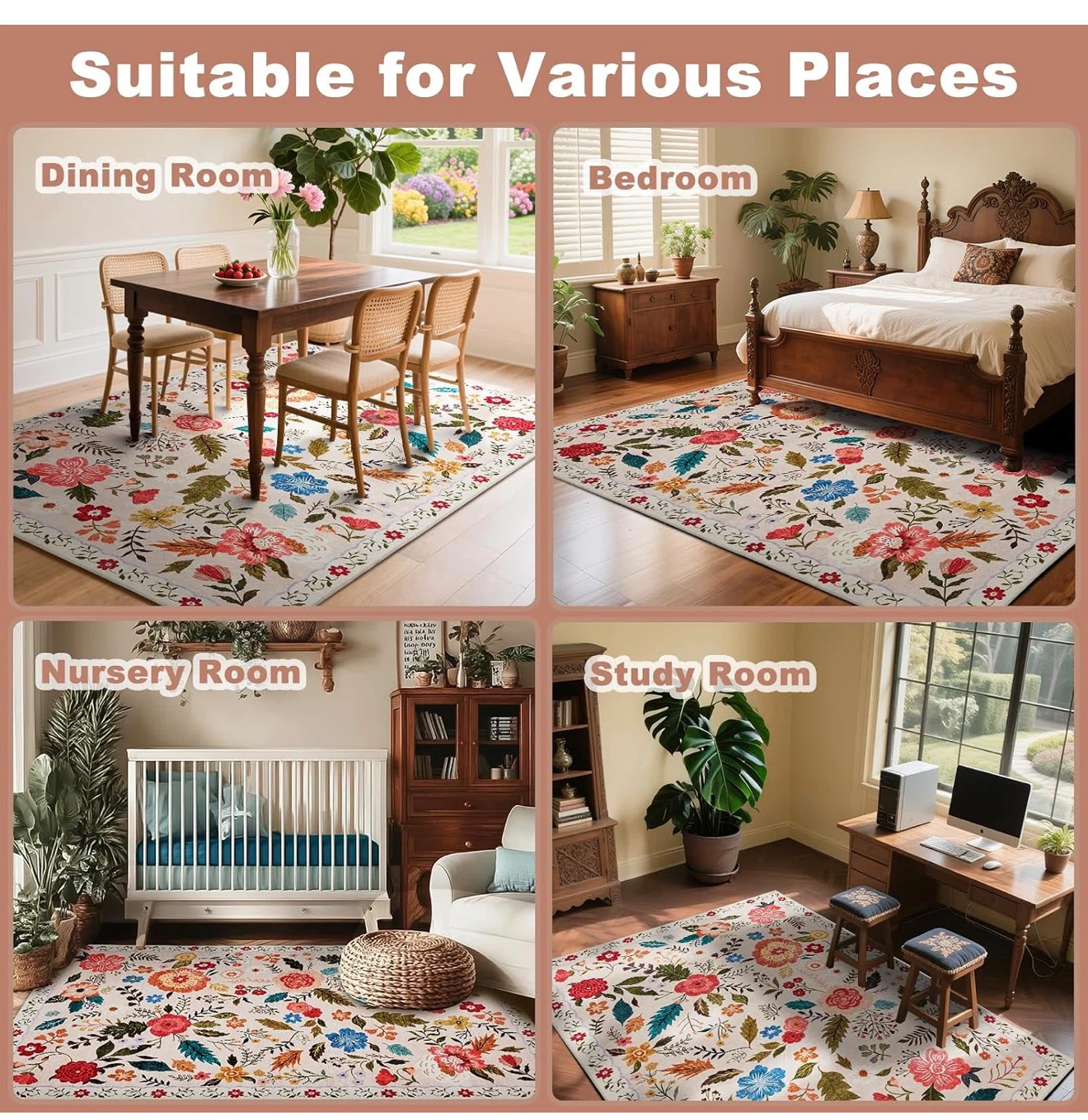 Low Pile Floral Area Rug - photo 5