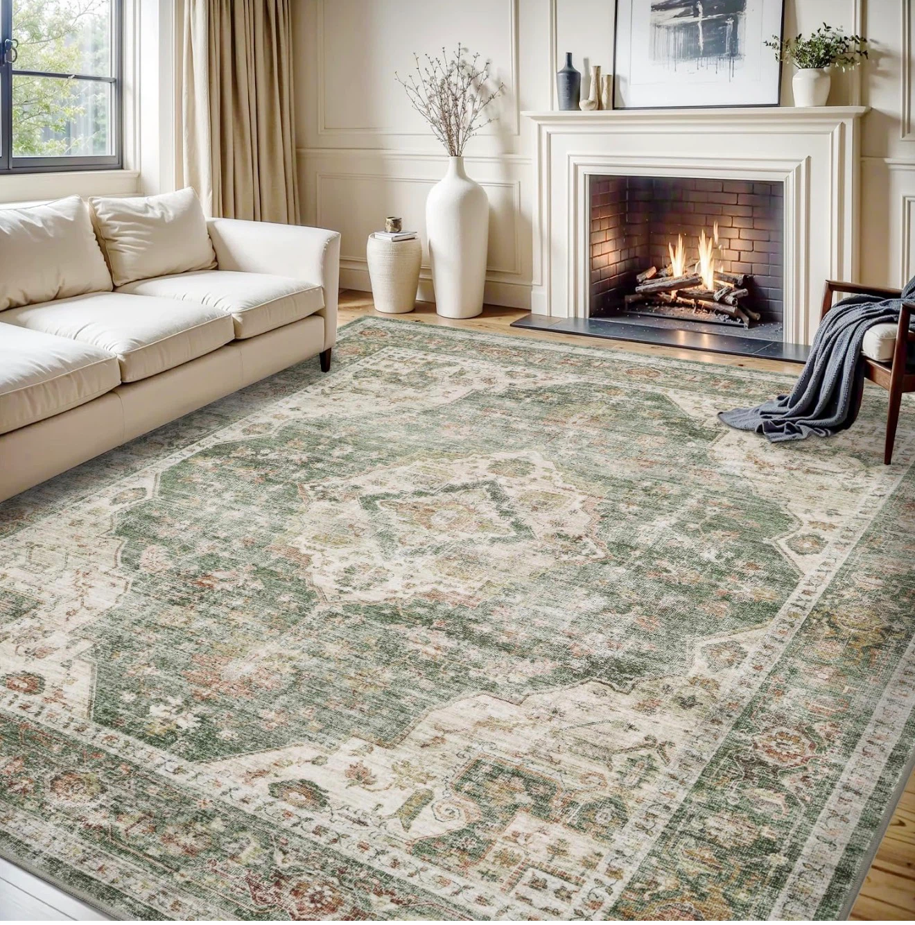 Distressed Vintage Medallion Area Rug - 8ft x 10ft