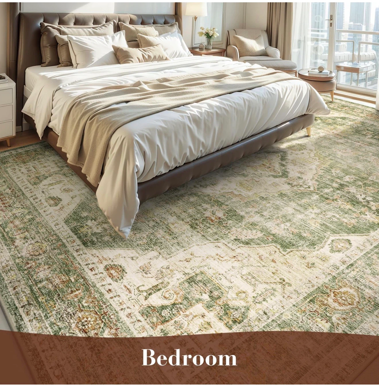 Distressed Vintage Medallion Area Rug - 8ft x 10ft - photo 3