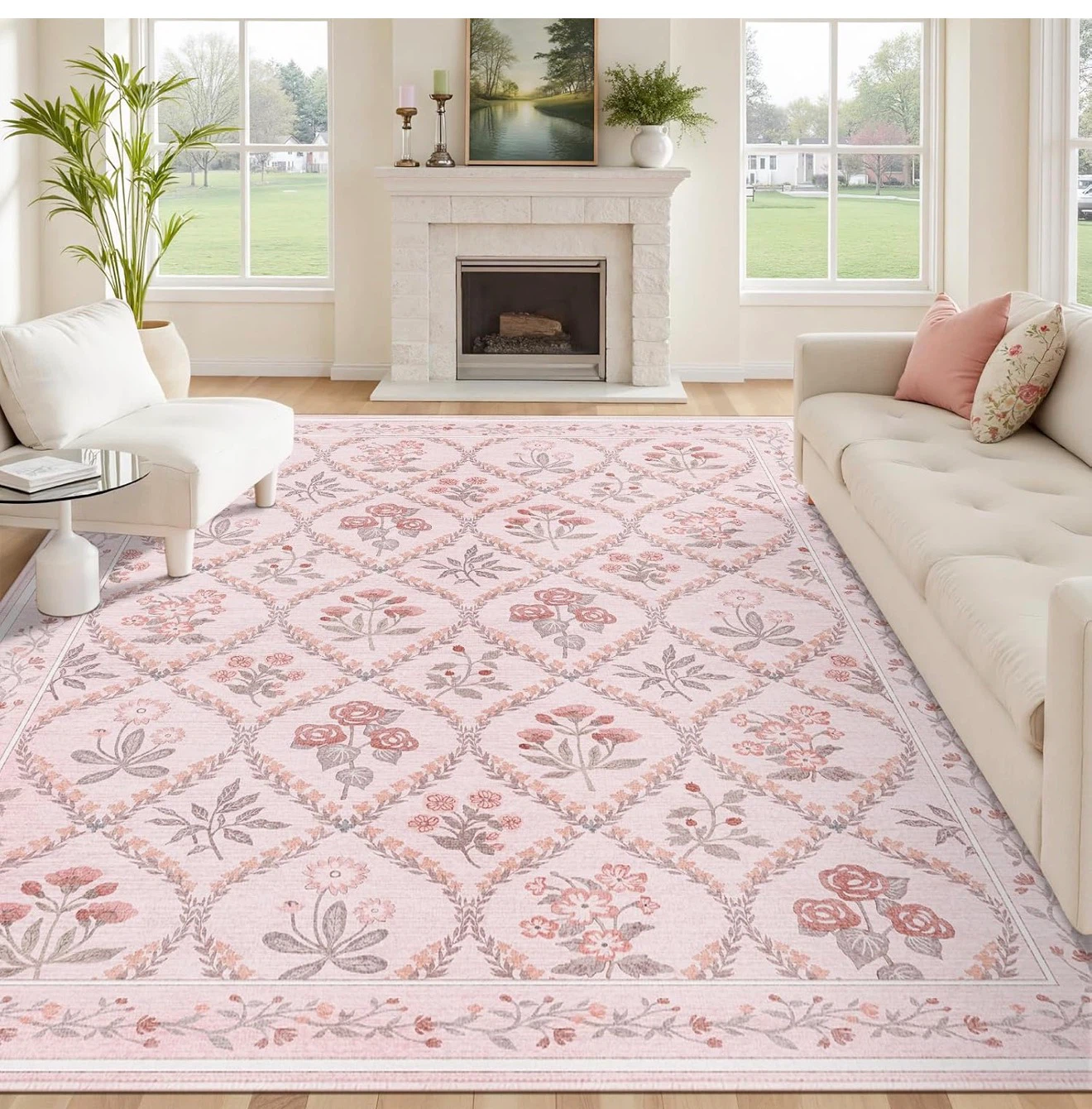 Pink Floral Area Rug - photo 2