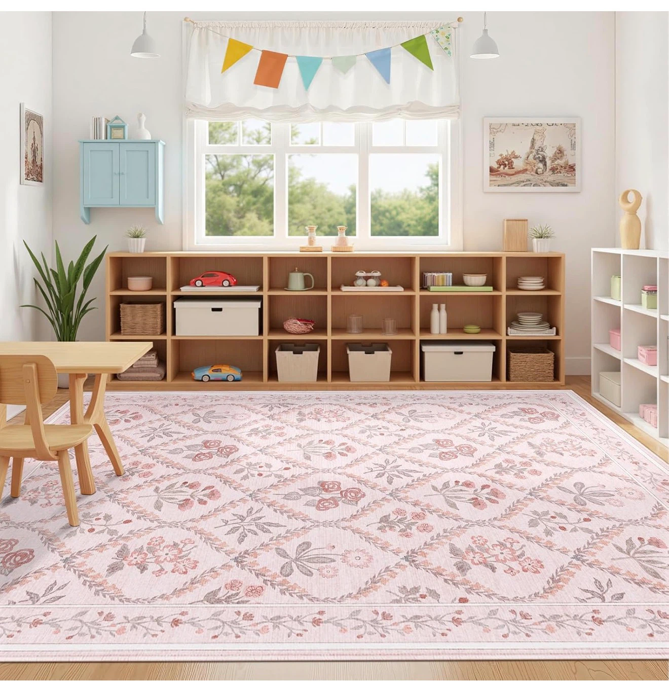 Pink Floral Area Rug - photo 3