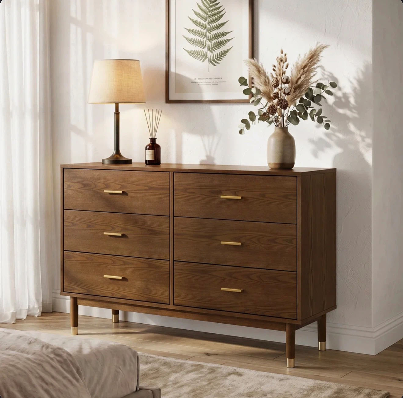 Mid-Century Modern 6-Drawer Dresser