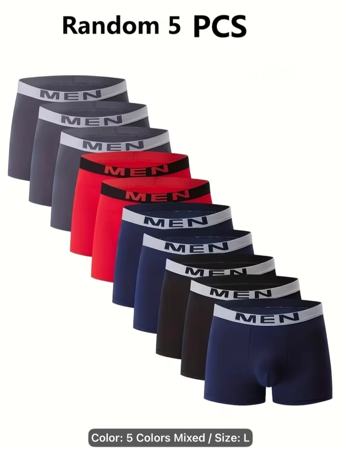 5pcs Men's Casual Breathable Boxer Briefs,