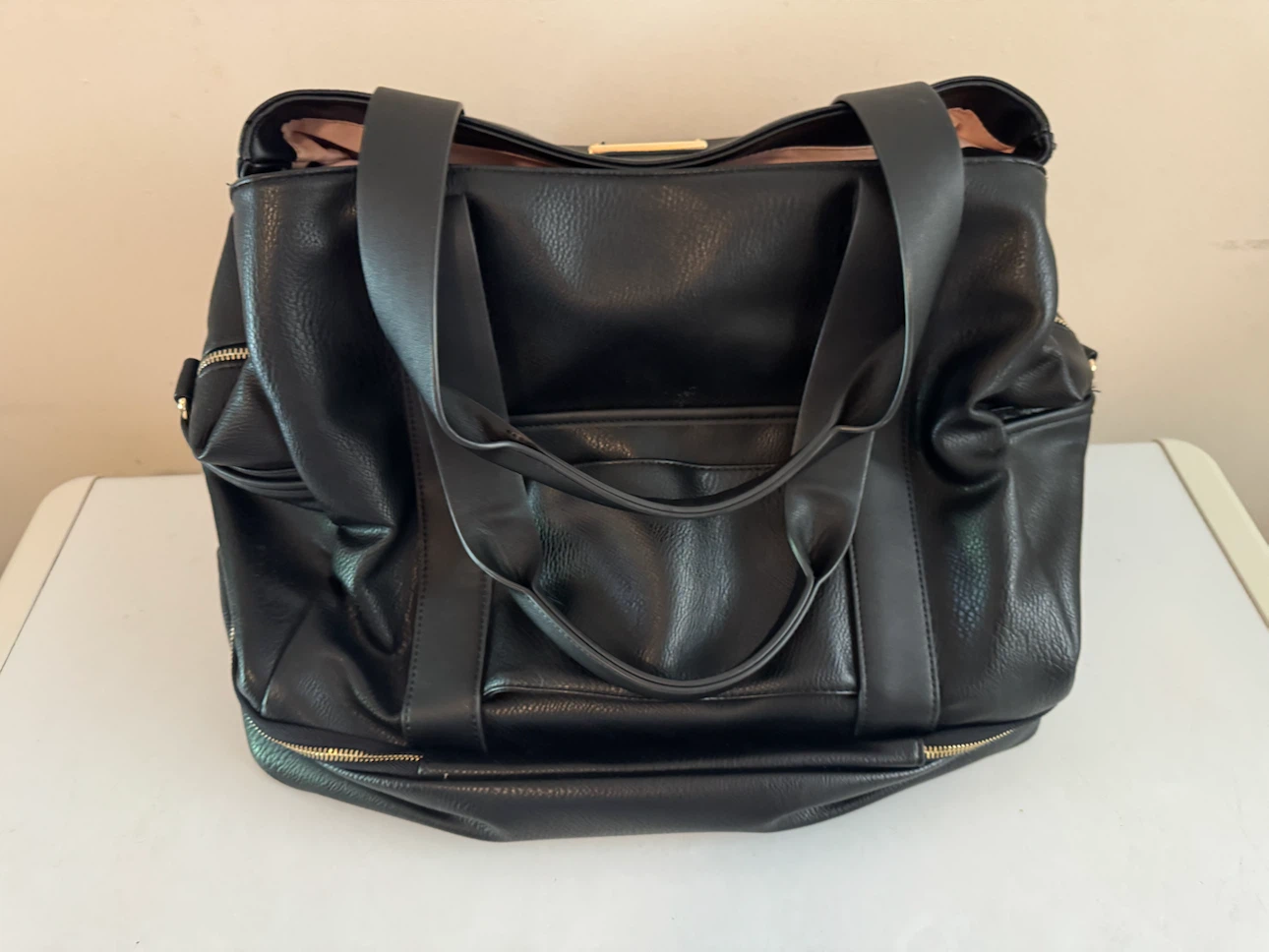 Poppy & Peonies Black Vegan Leather Weekend Bag
