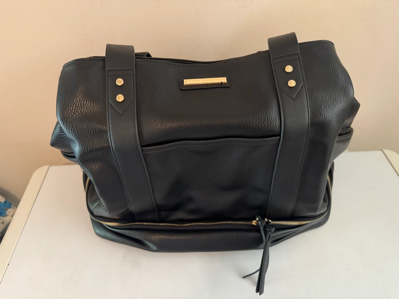 Poppy & Peonies Black Vegan Leather Weekend Bag - photo 2