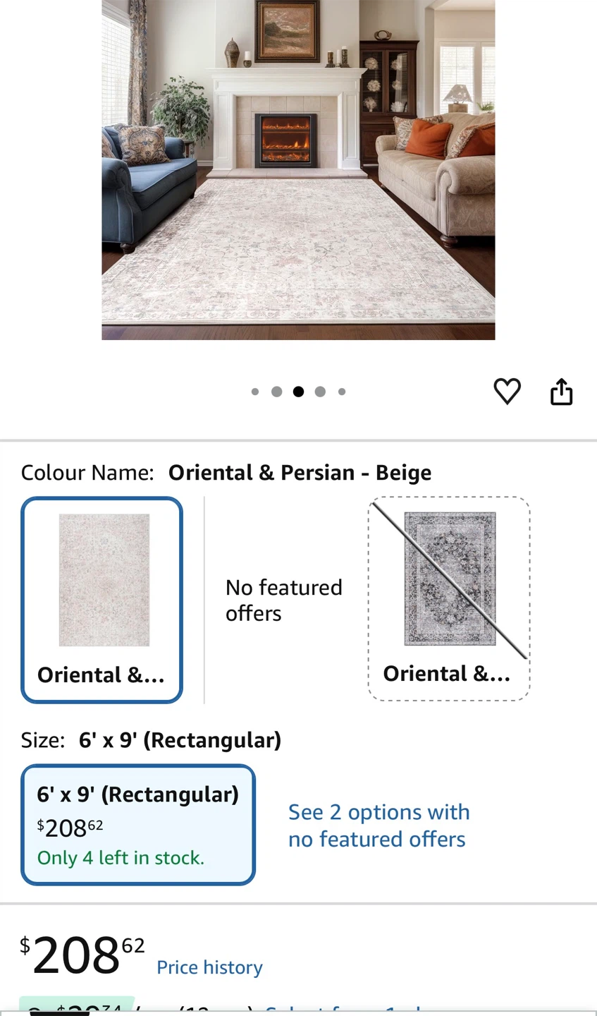 Oriental & Persian Beige Area Rug 6' x 9' - photo 5