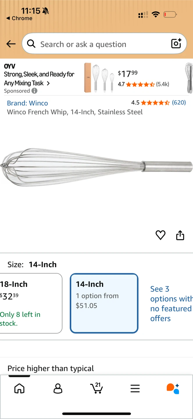 Winco French Whip - 14-Inch Stainless Steel - photo 2