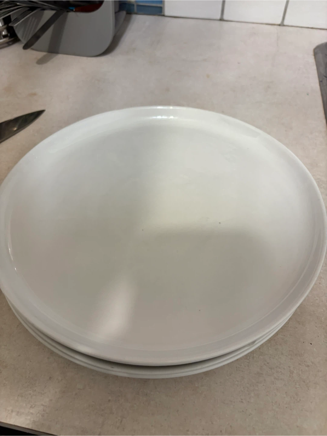 Stack of 3 White Dinner Plates