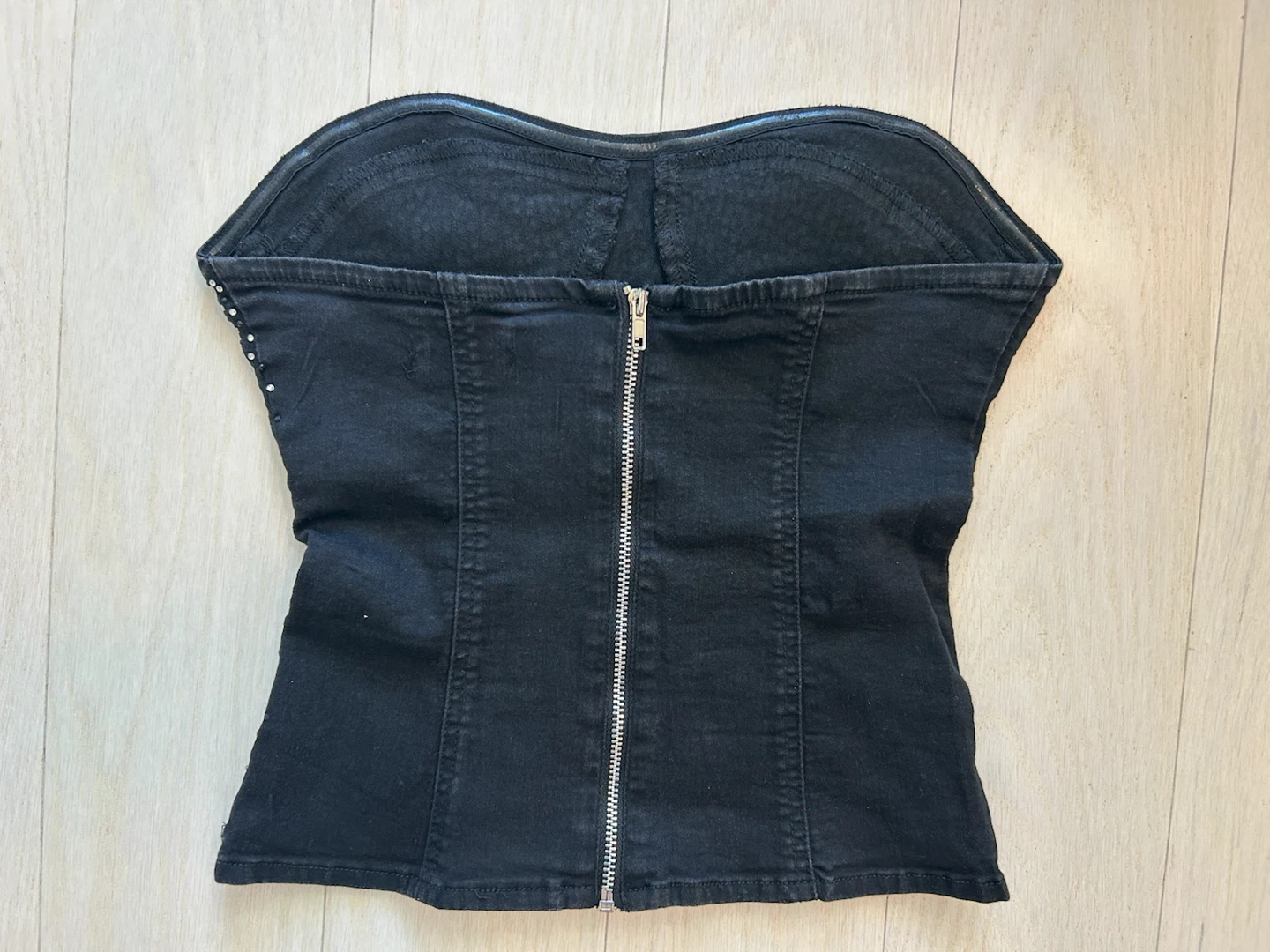 Black Denim Corset Top with Rhinestones - photo 2