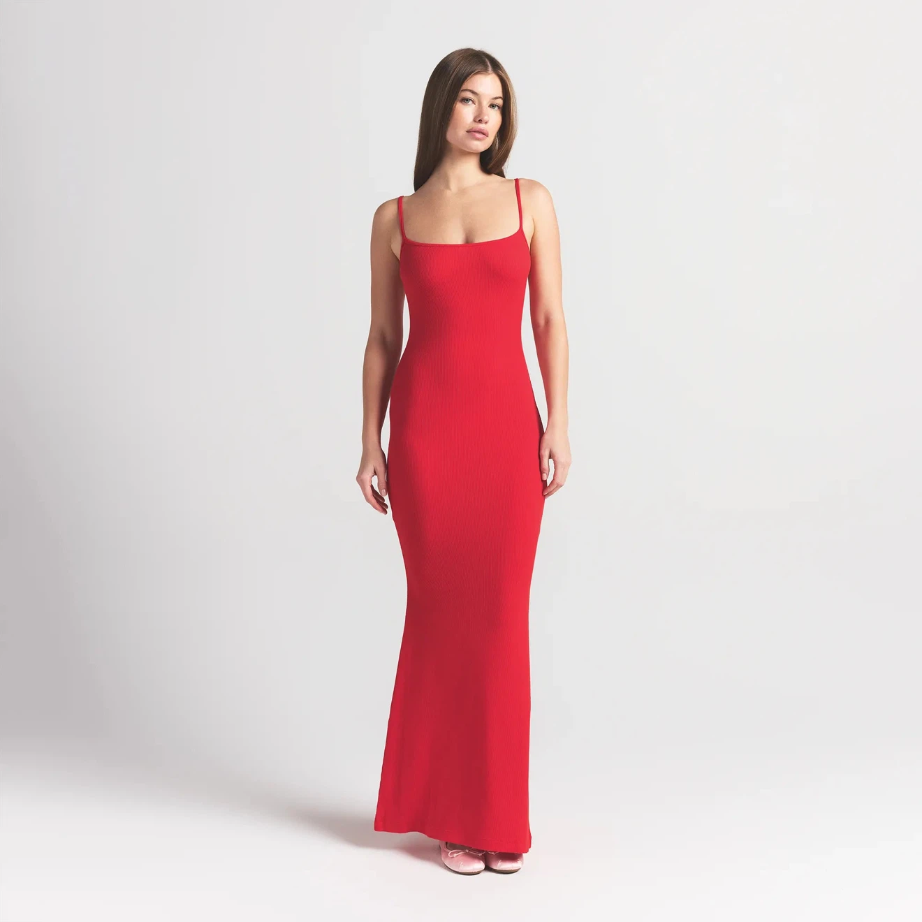 Skims Soft Lounge Long Dress in Red