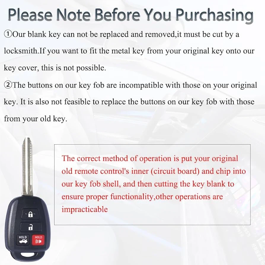 Replacement Car Key Fob Shell for Toyota 4 Buttons - photo 4