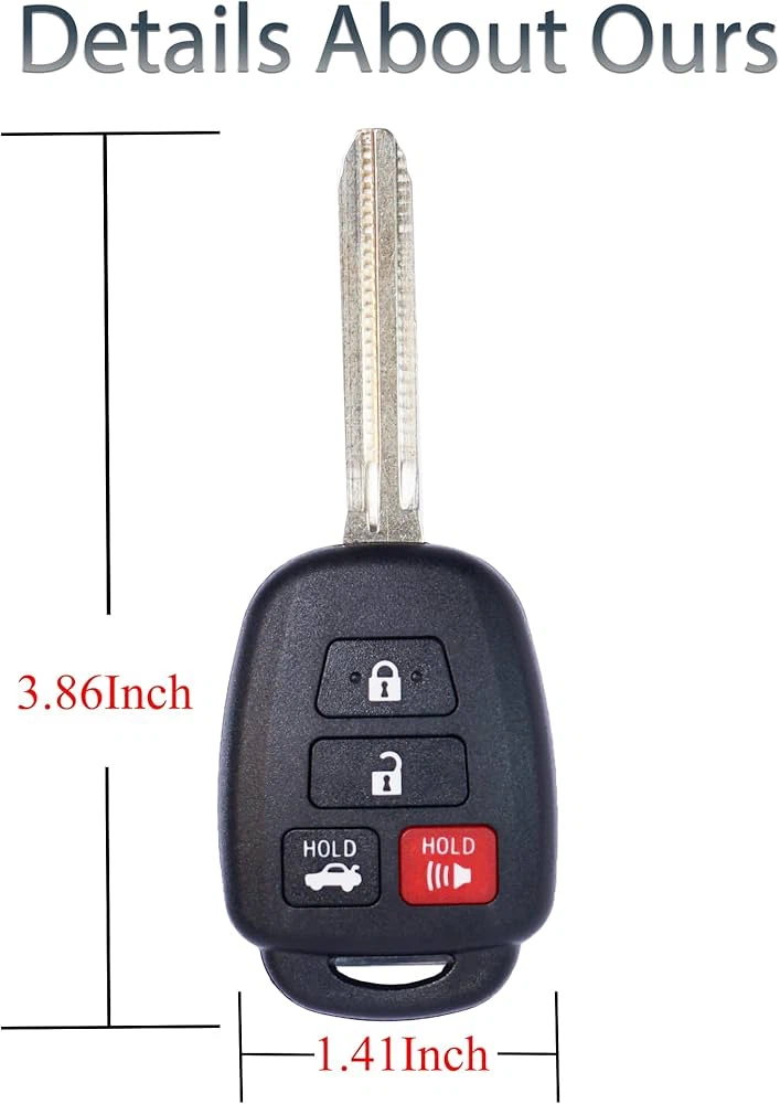 Replacement Car Key Fob Shell for Toyota 4 Buttons - photo 5
