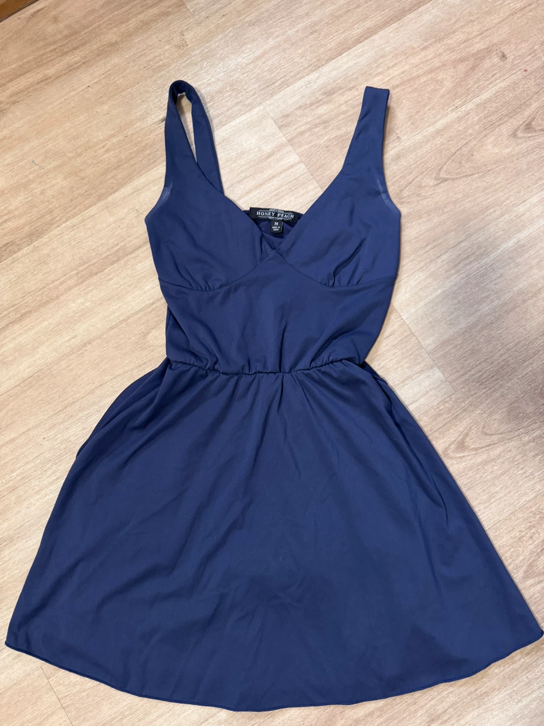 Honey Peach Navy Blue Dress