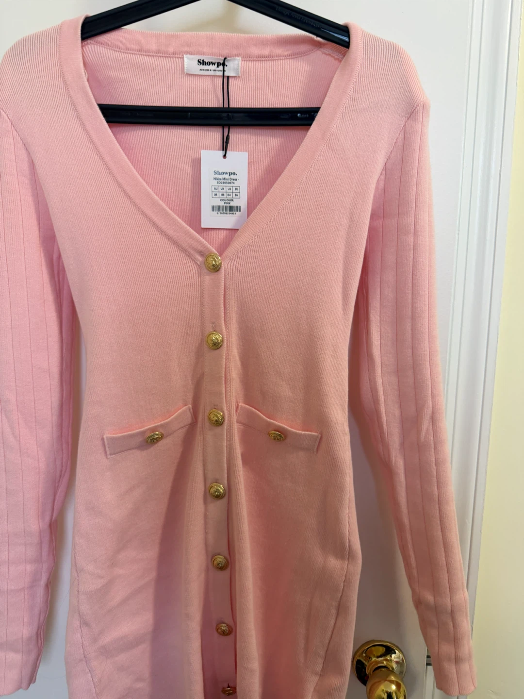 Pink button dress Showpo