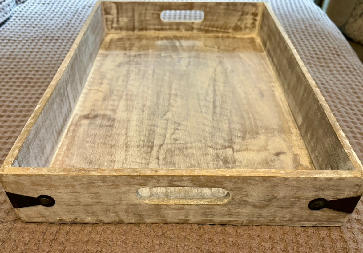 Distressed Wooden Serving Tray with Handles