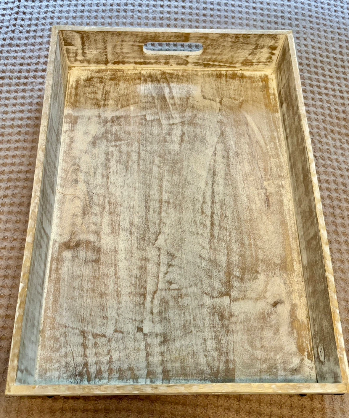Distressed Wooden Serving Tray with Handles - photo 2
