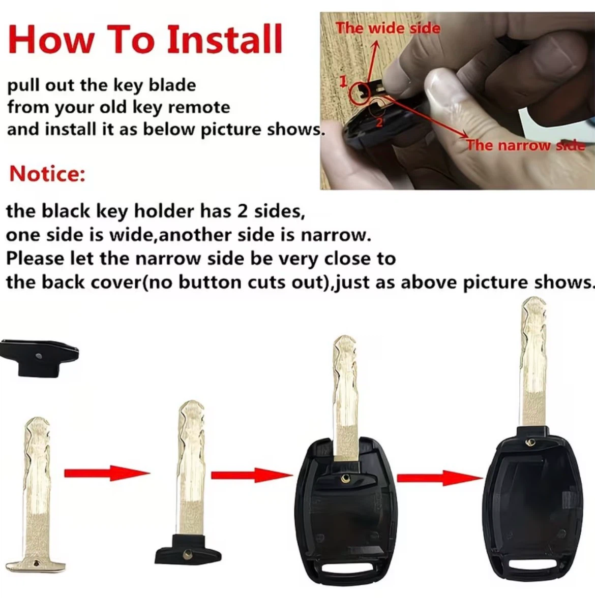 Remote Honda civic crv accord Key Fob Replacement Shell Case - photo 3