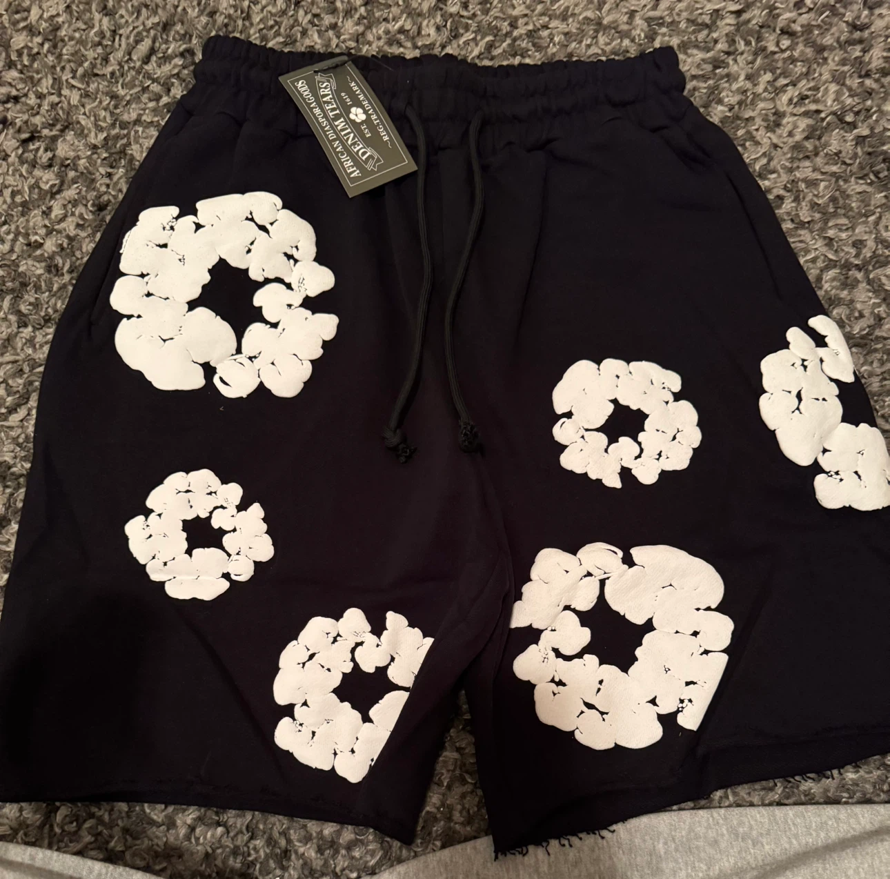 Black denim tears short