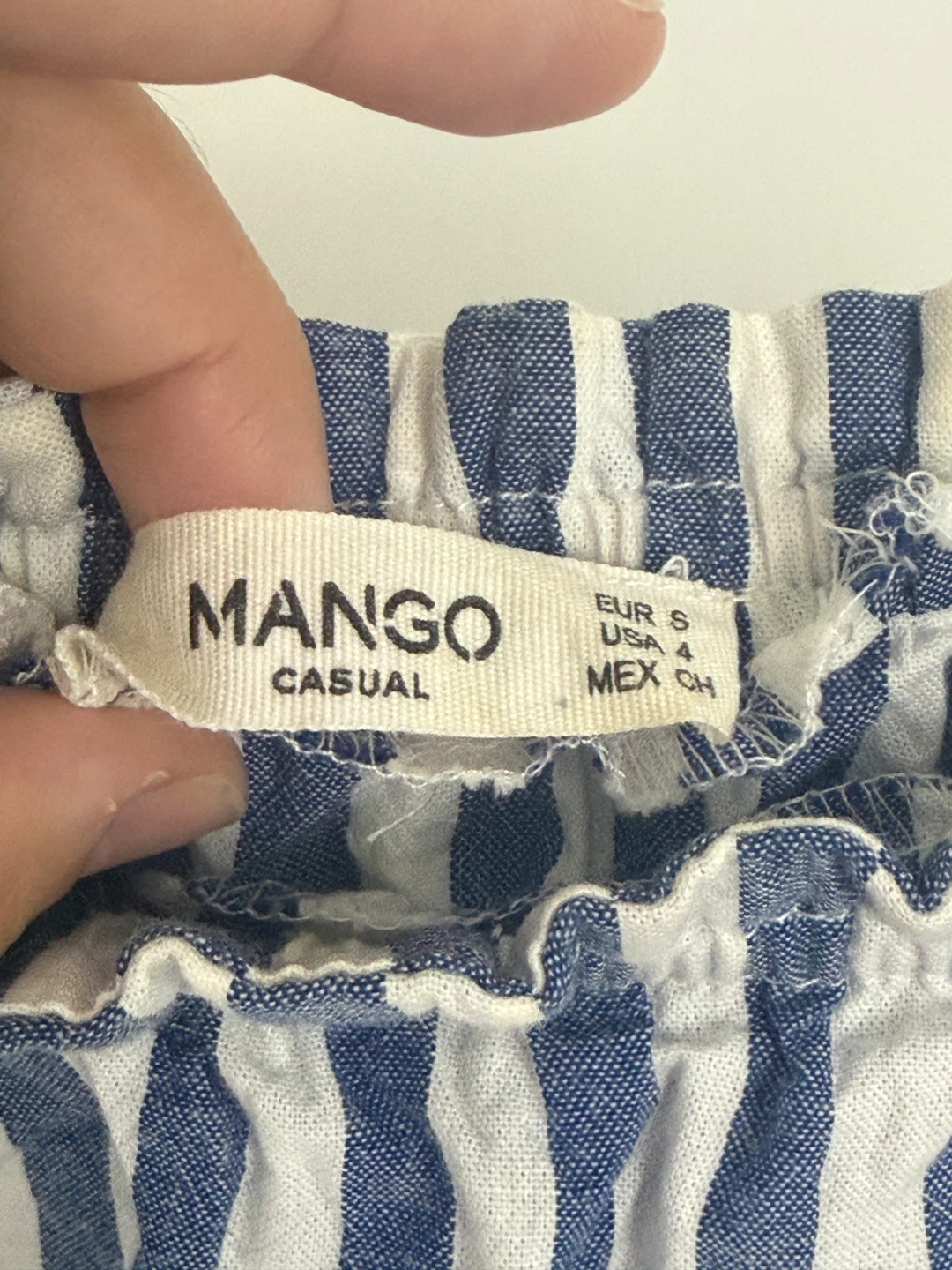 Mango blue and white striped off-shoulder top - photo 4