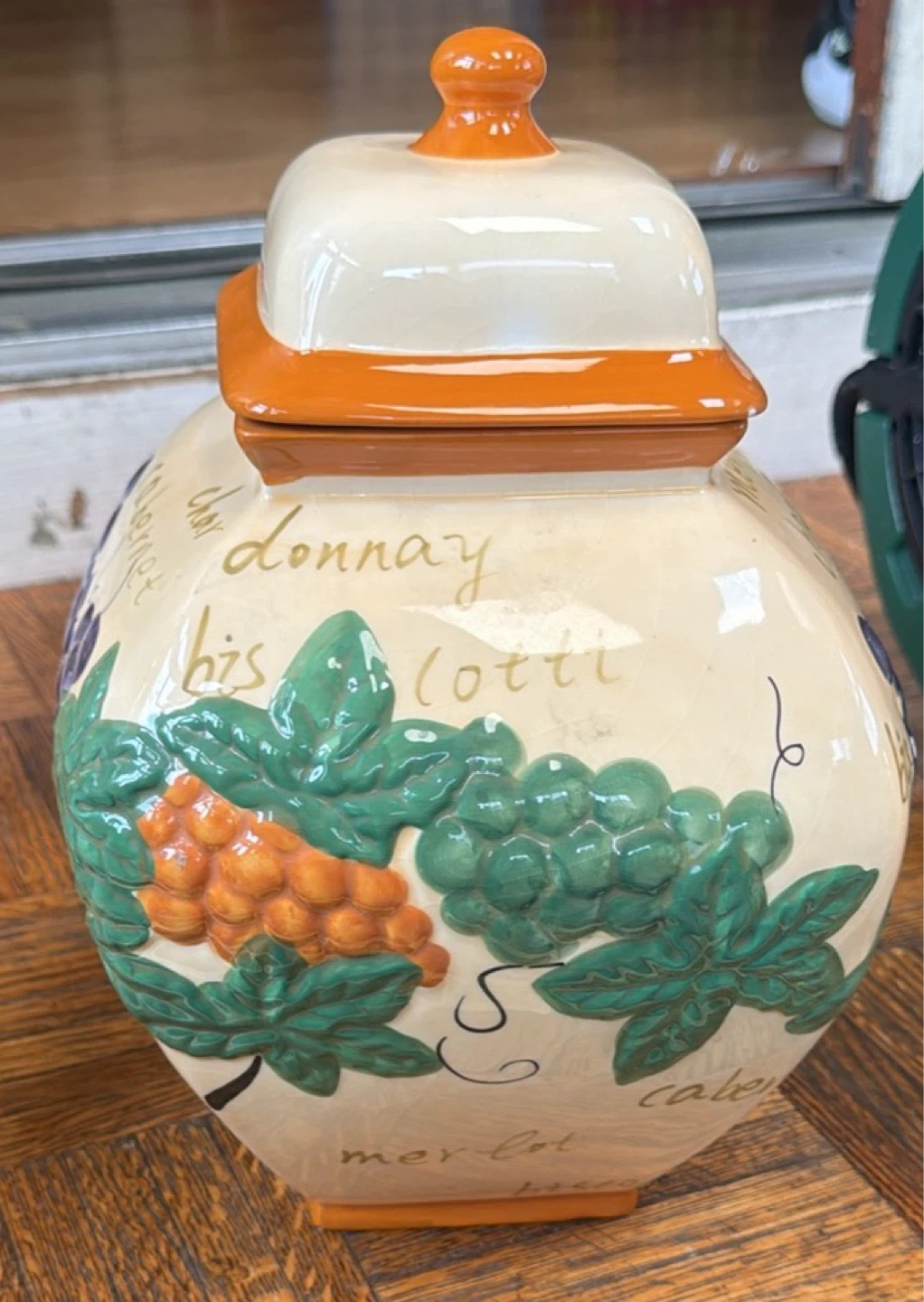 Biscotti Jar with Grapes and Wine Names - photo 2