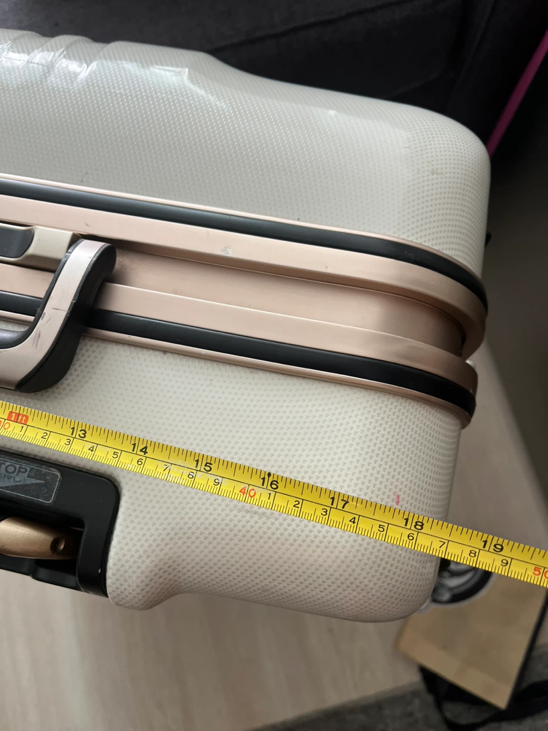 White Hardshell Suitcase with Rose Gold Accents - photo 2
