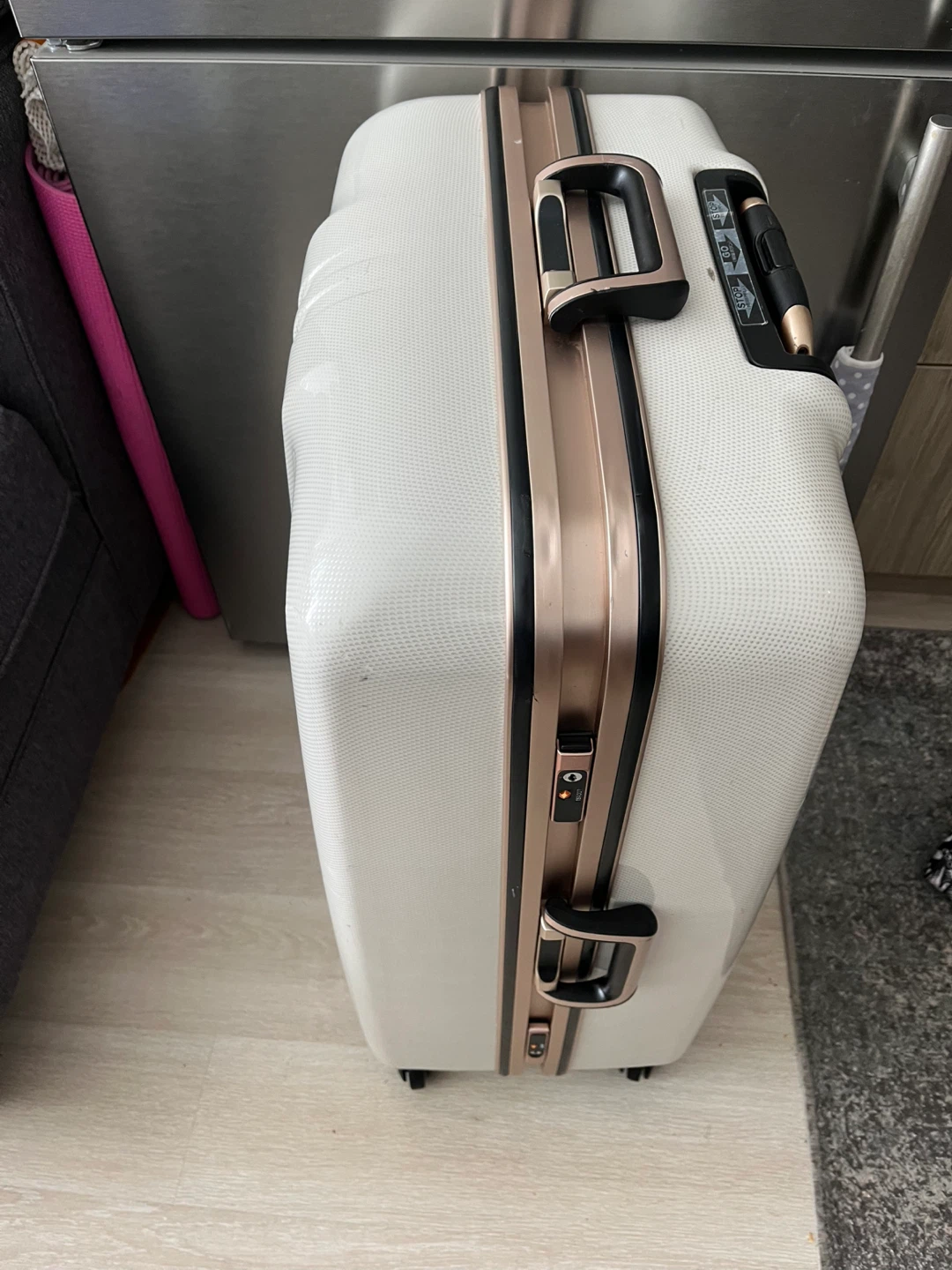 White Hardshell Suitcase with Rose Gold Accents - photo 4