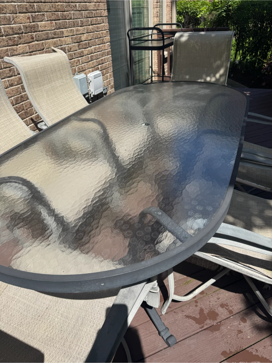 Glass Top Patio Dining Set with 6 Chairs