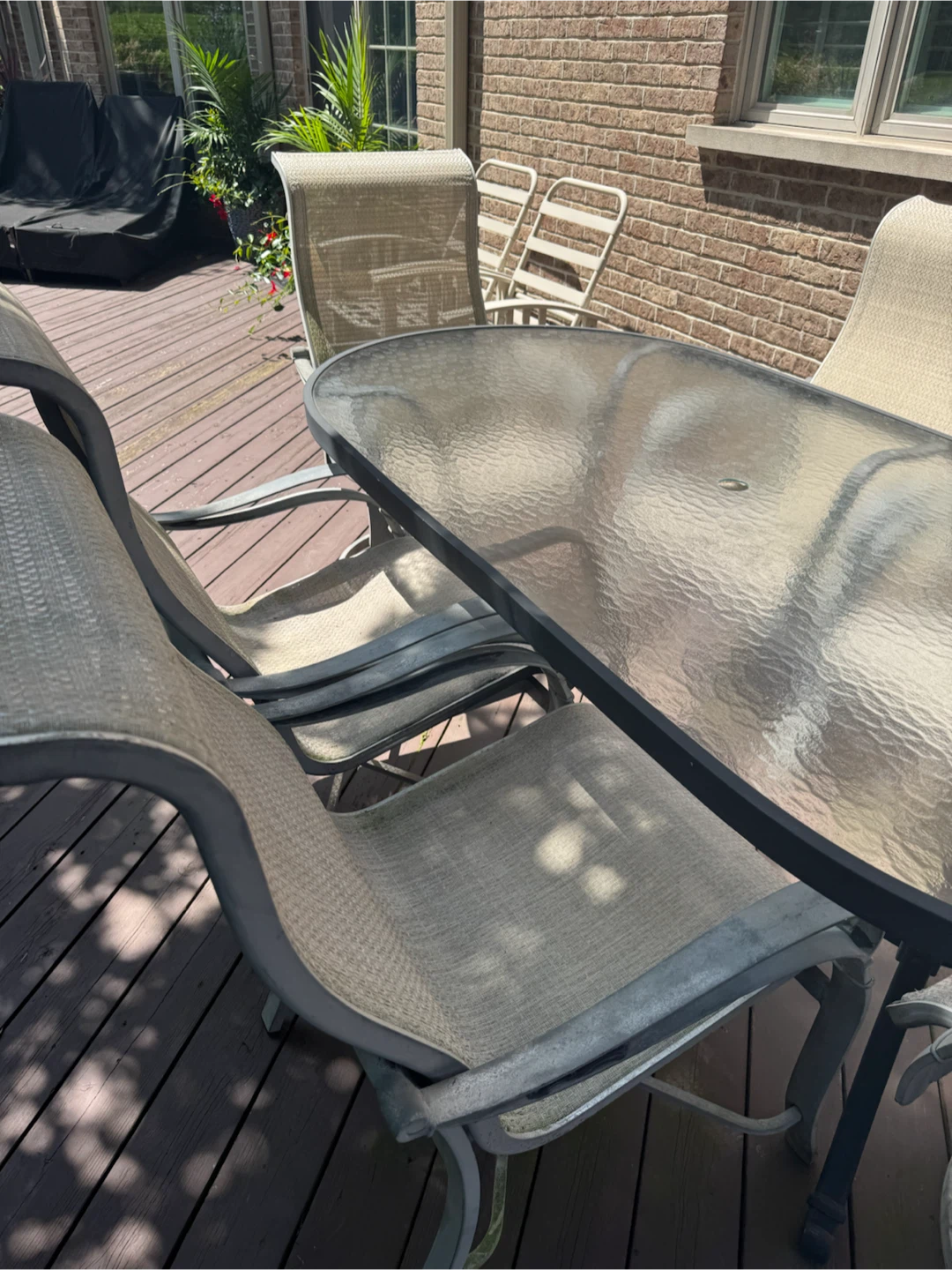 Glass Top Patio Dining Set with 6 Chairs - photo 2