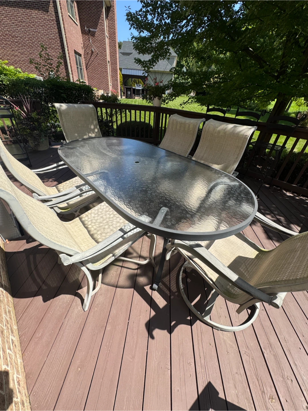 Glass Top Patio Dining Set with 6 Chairs - photo 5