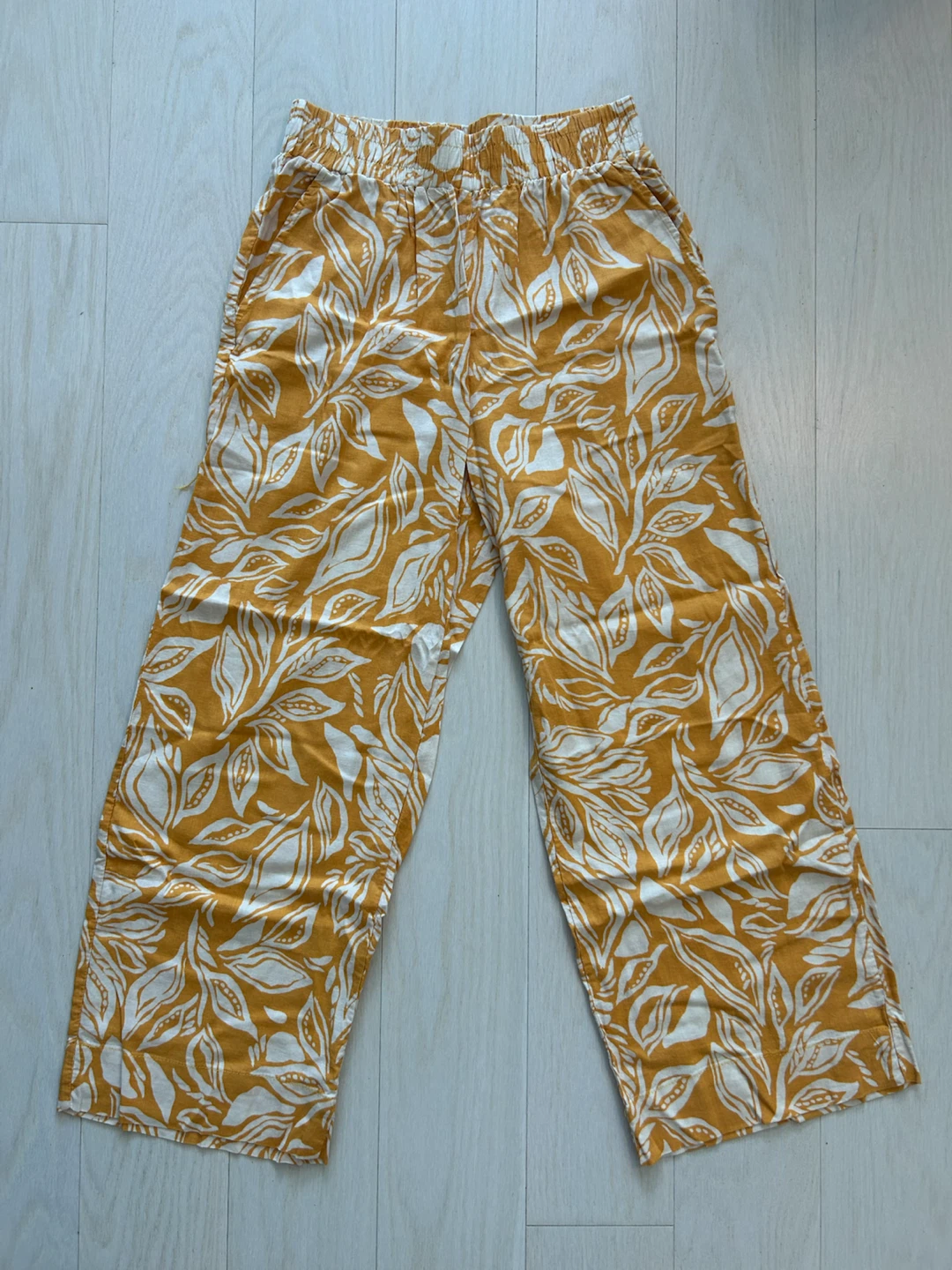 Yellow Floral Wide Leg Pants