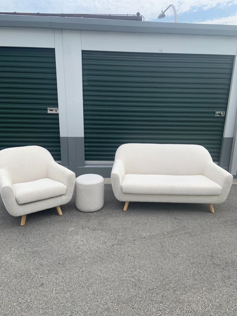 White Boucle Armchair and Loveseat - photo 2