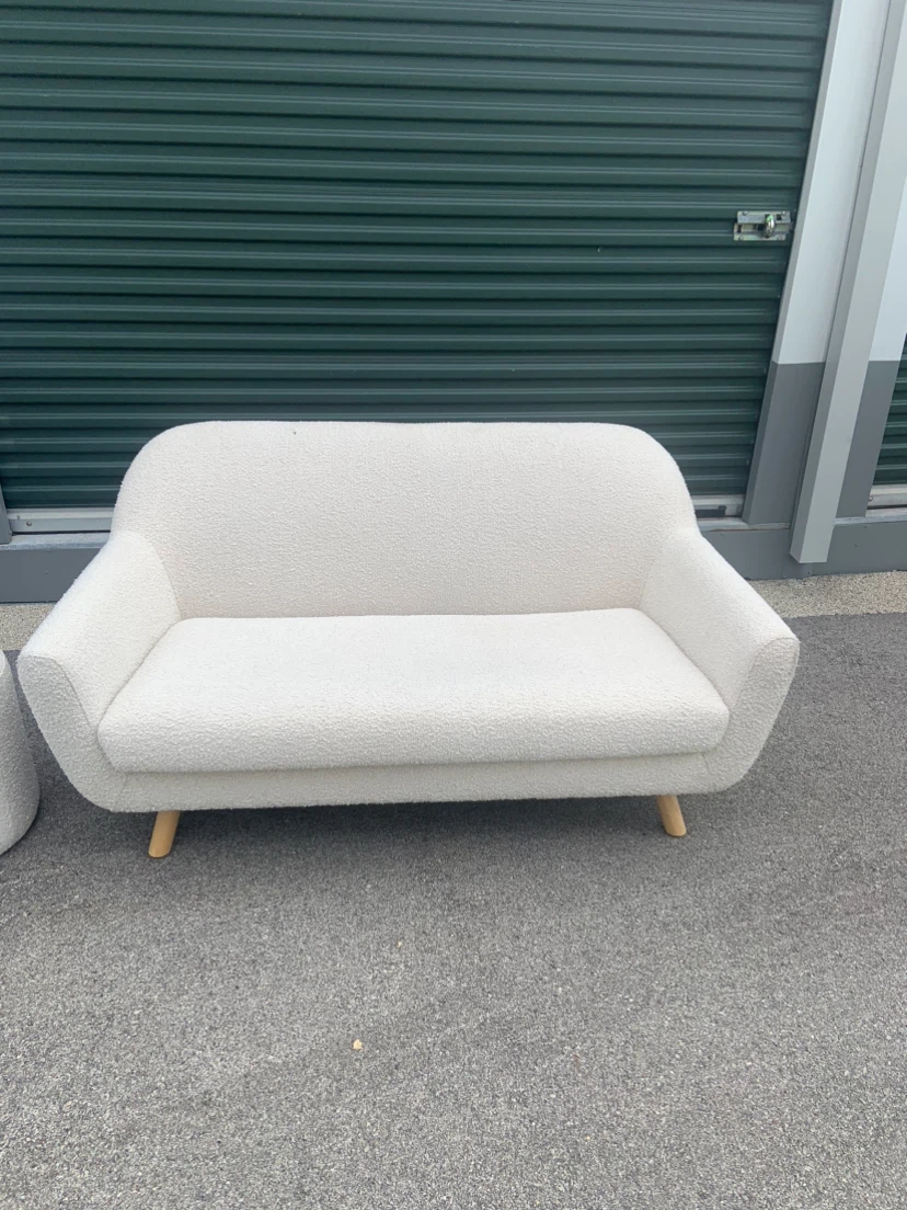 White Boucle Armchair and Loveseat - photo 4