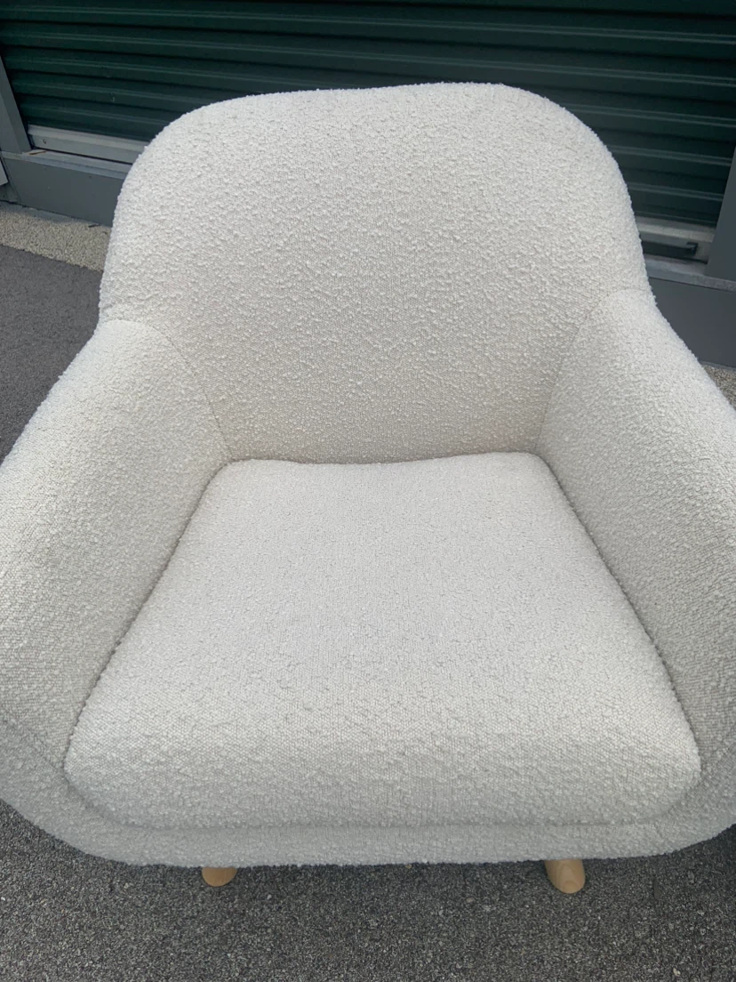 White Boucle Armchair and Loveseat - photo 5