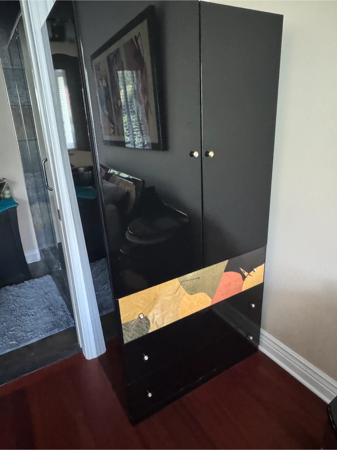 Black Lacquer Dresser with Decorative Inlay - photo 3
