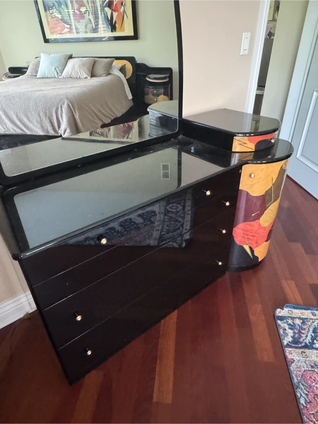 Black Lacquer Dresser with Decorative Inlay - photo 5