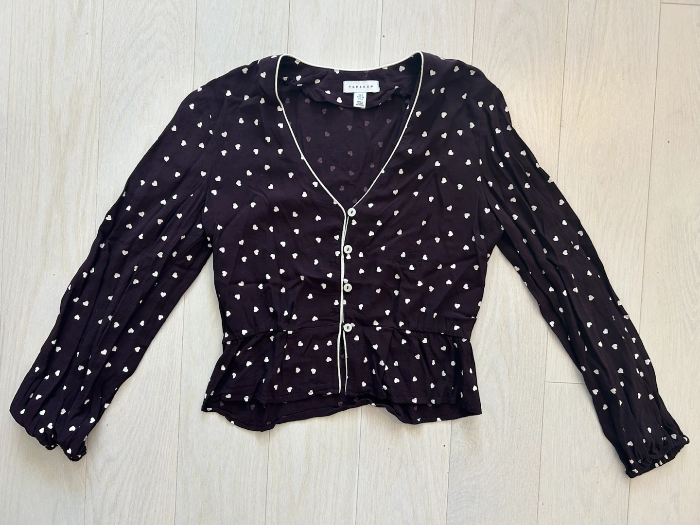 Topshop Heart Print Peplum Blouse