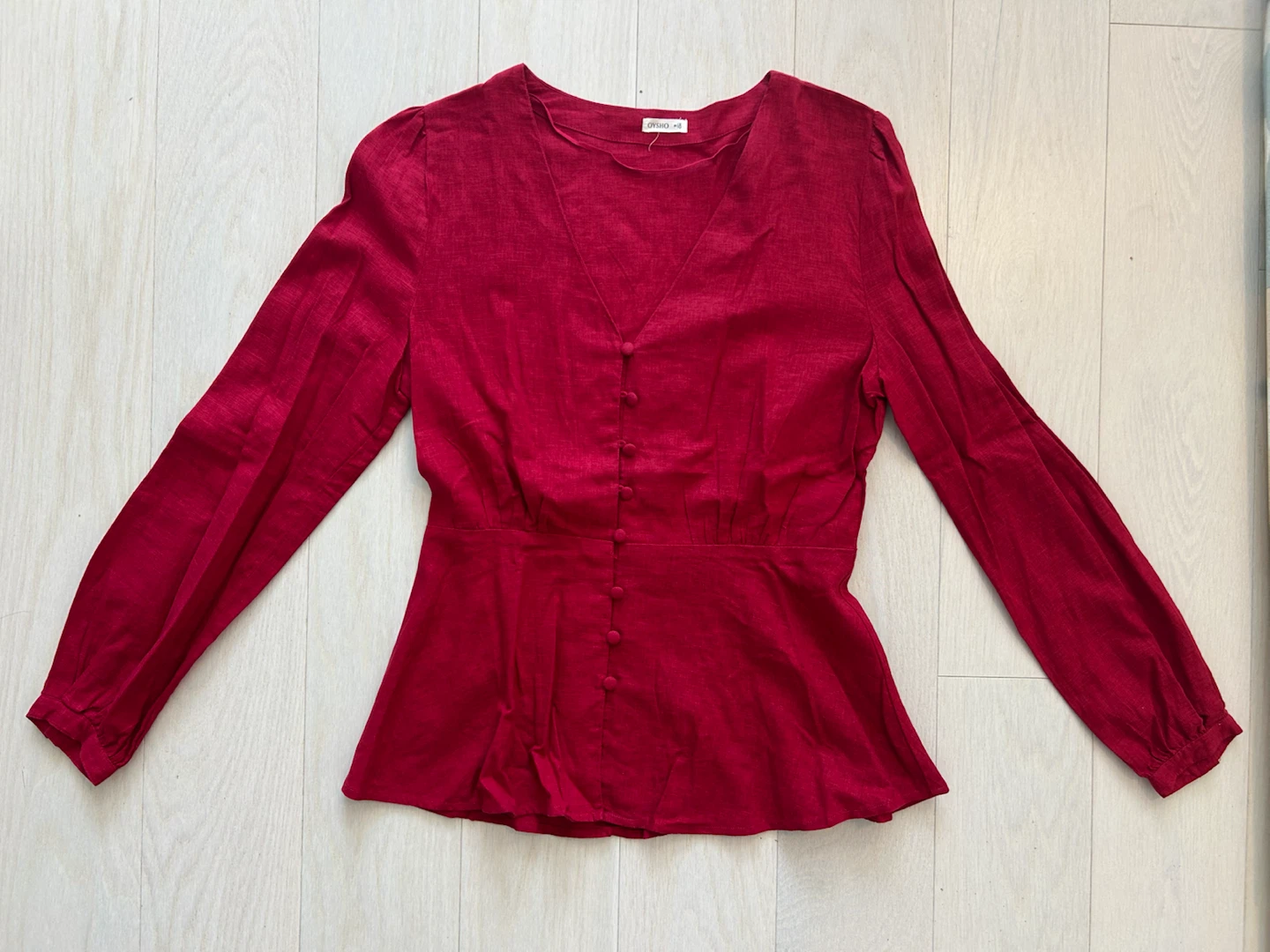 Red Peplum Blouse - Size S