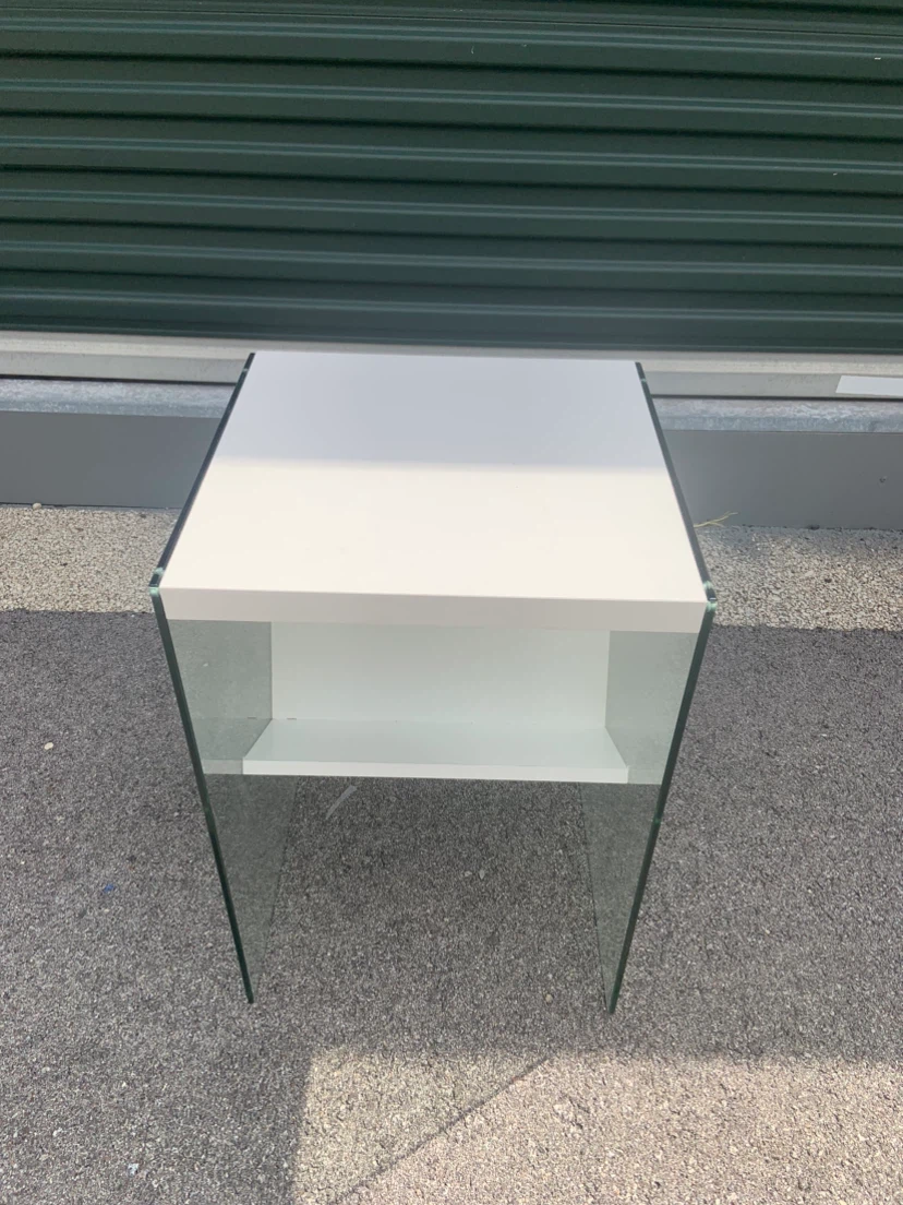 Modern Glass Side Table with Shelf