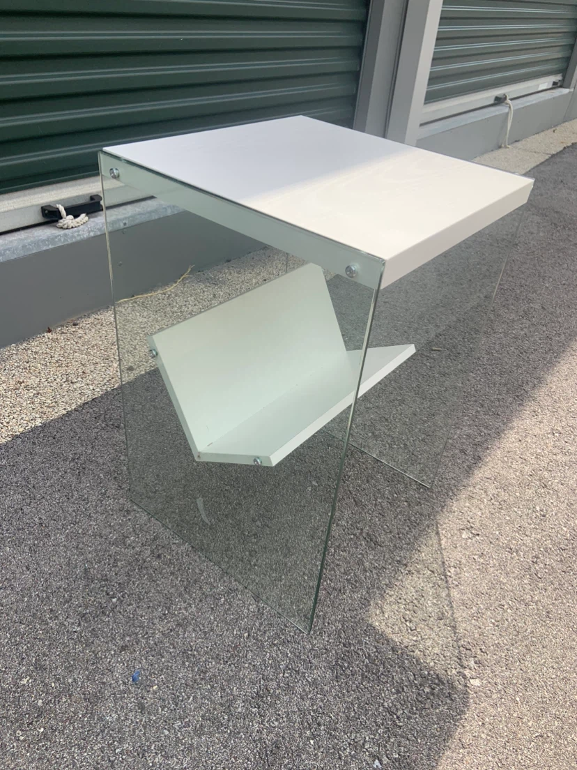 Modern Glass Side Table with Shelf - photo 2