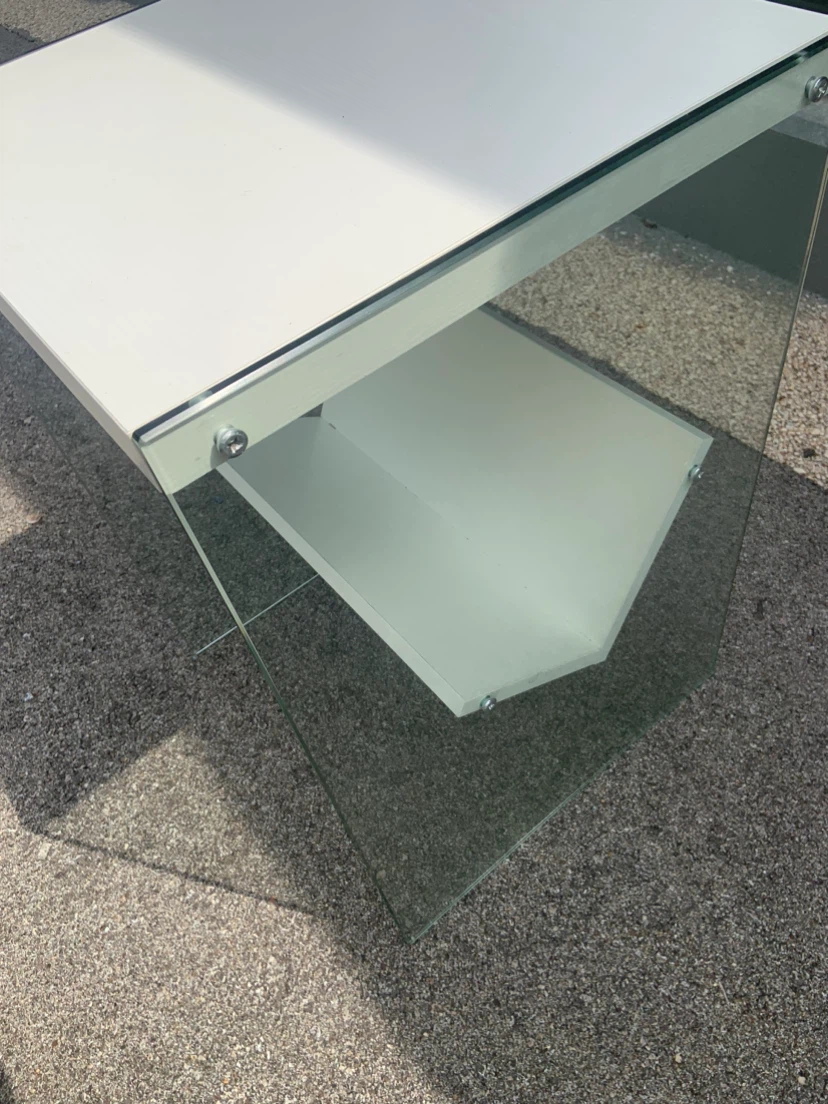 Modern Glass Side Table with Shelf - photo 3