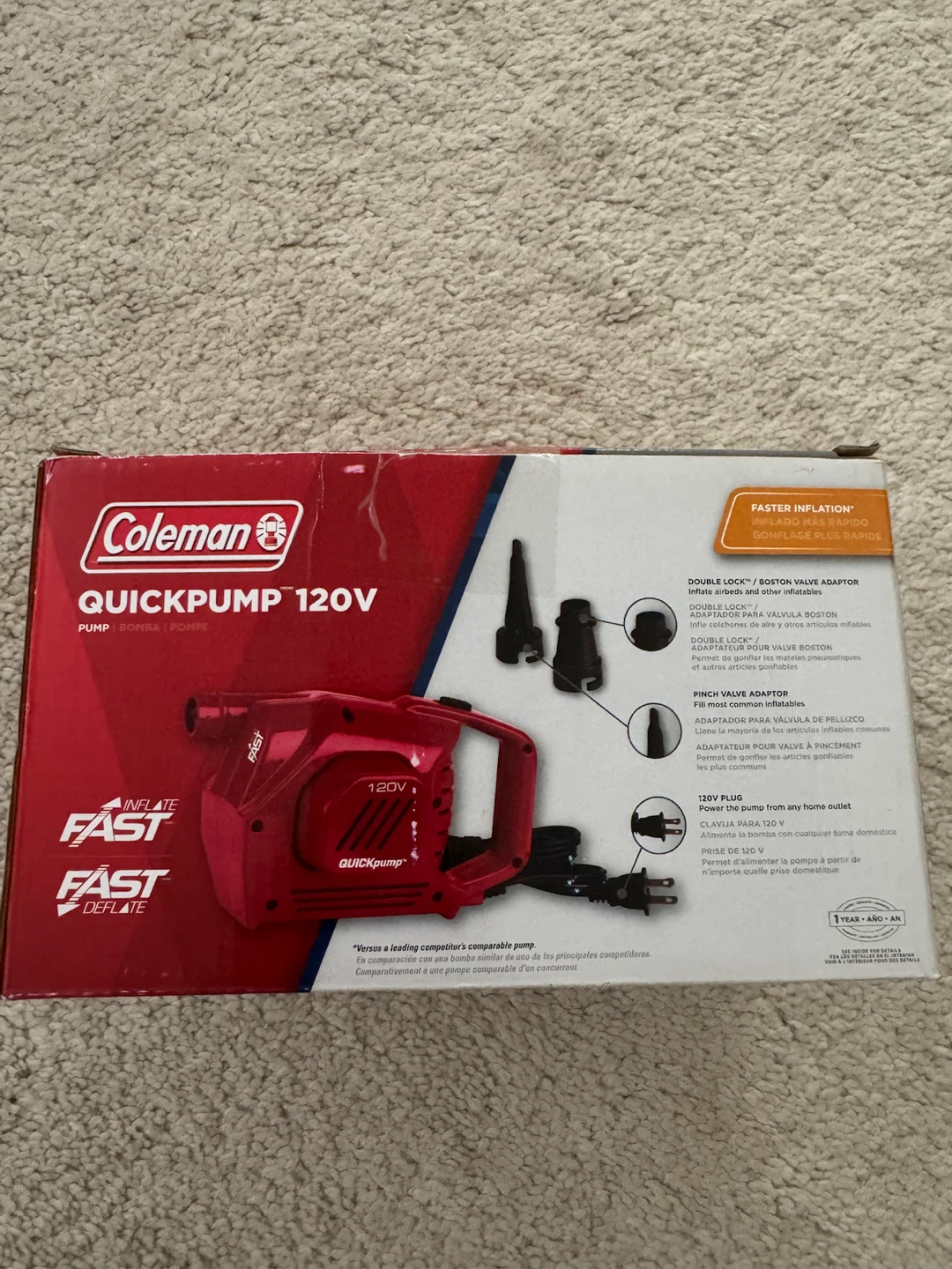 Coleman QuickPump 120V Electric Air Pump with Adapters