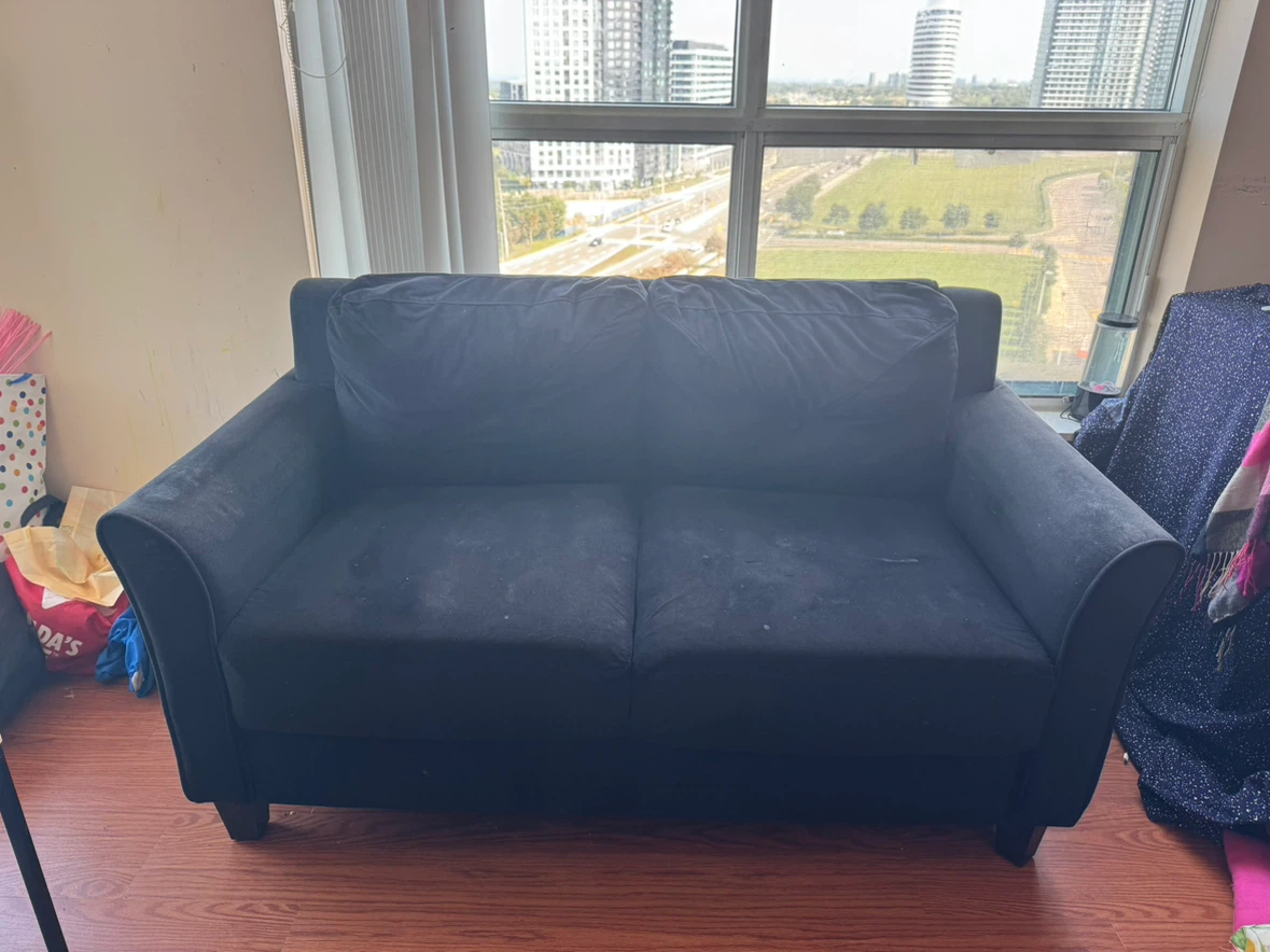 Black 2-Seater Loveseat Sofa