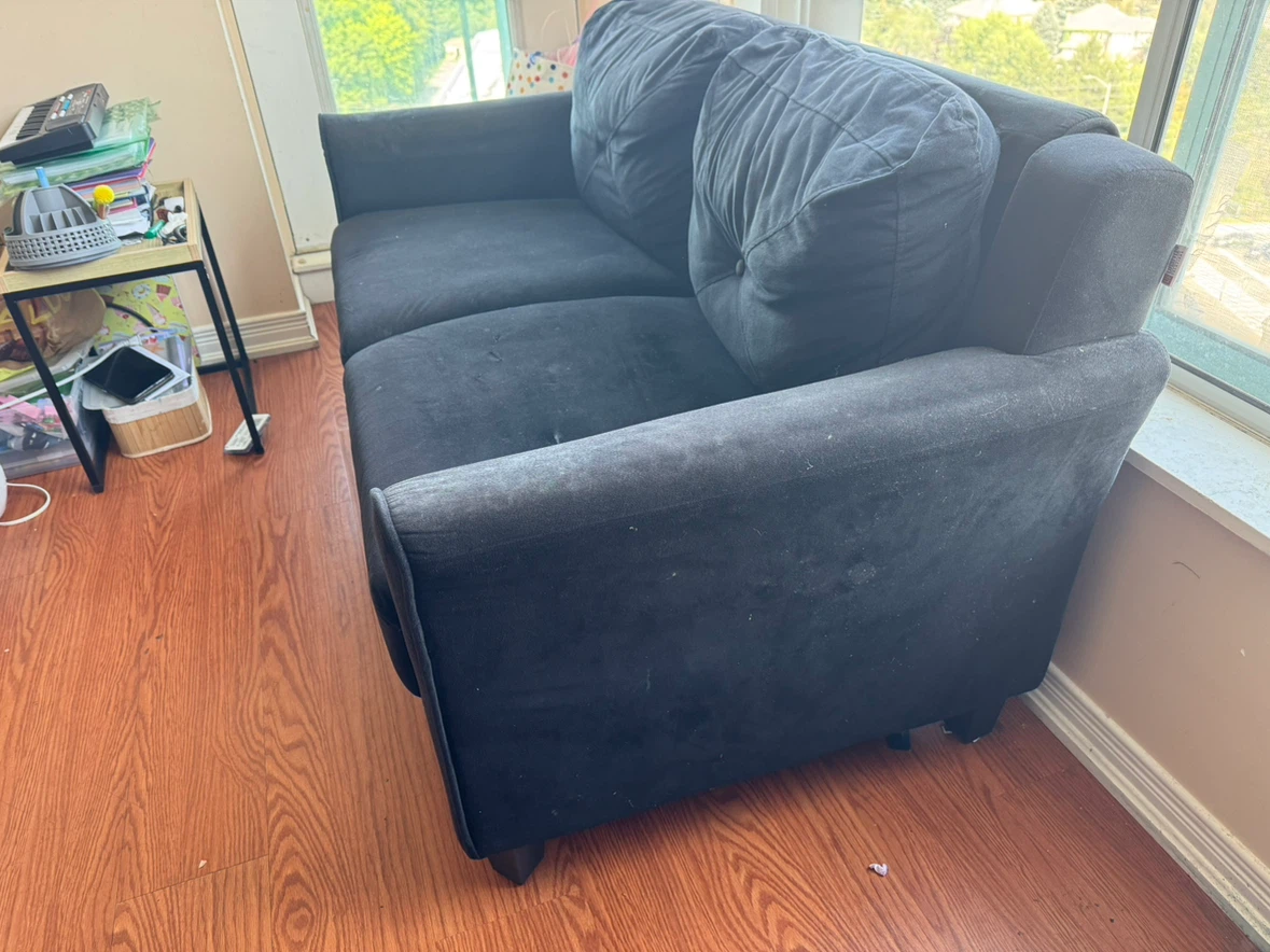 Black 2-Seater Loveseat Sofa - photo 2