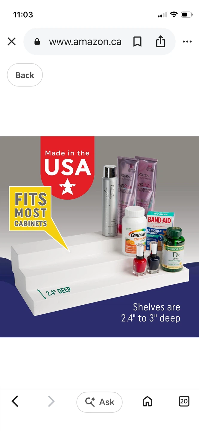 Expand-A-Shelf Original White Tiered Spice Rack