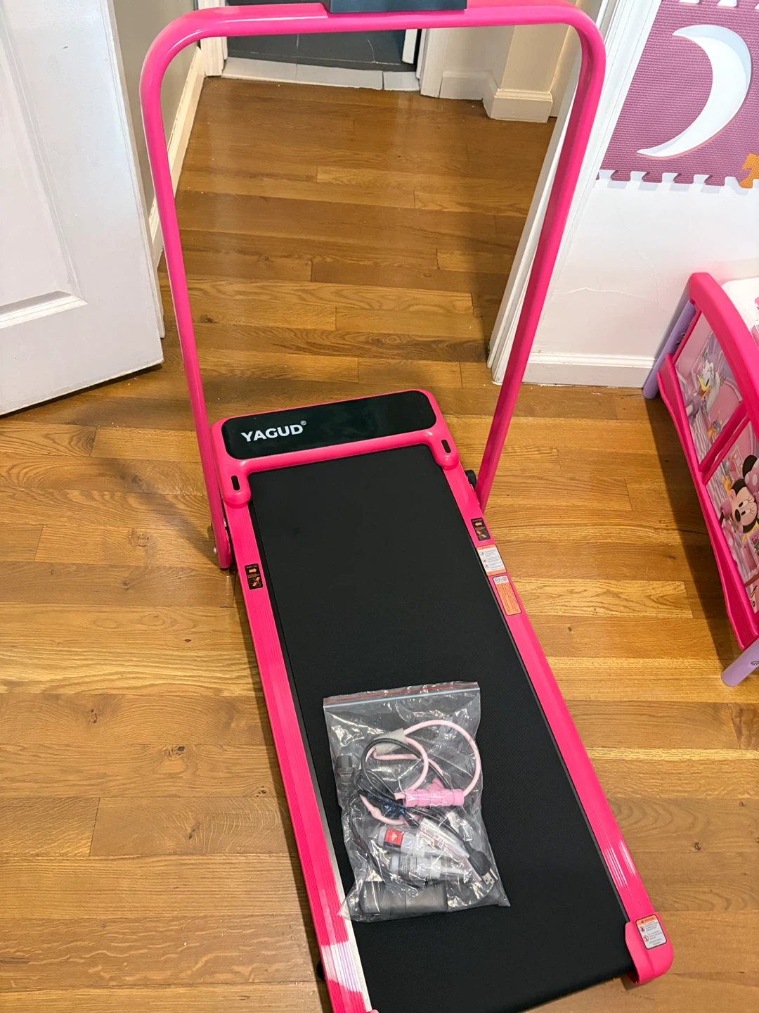 YAGUD Pink Treadmill with Jump Rope and Resistance Bands - photo 2