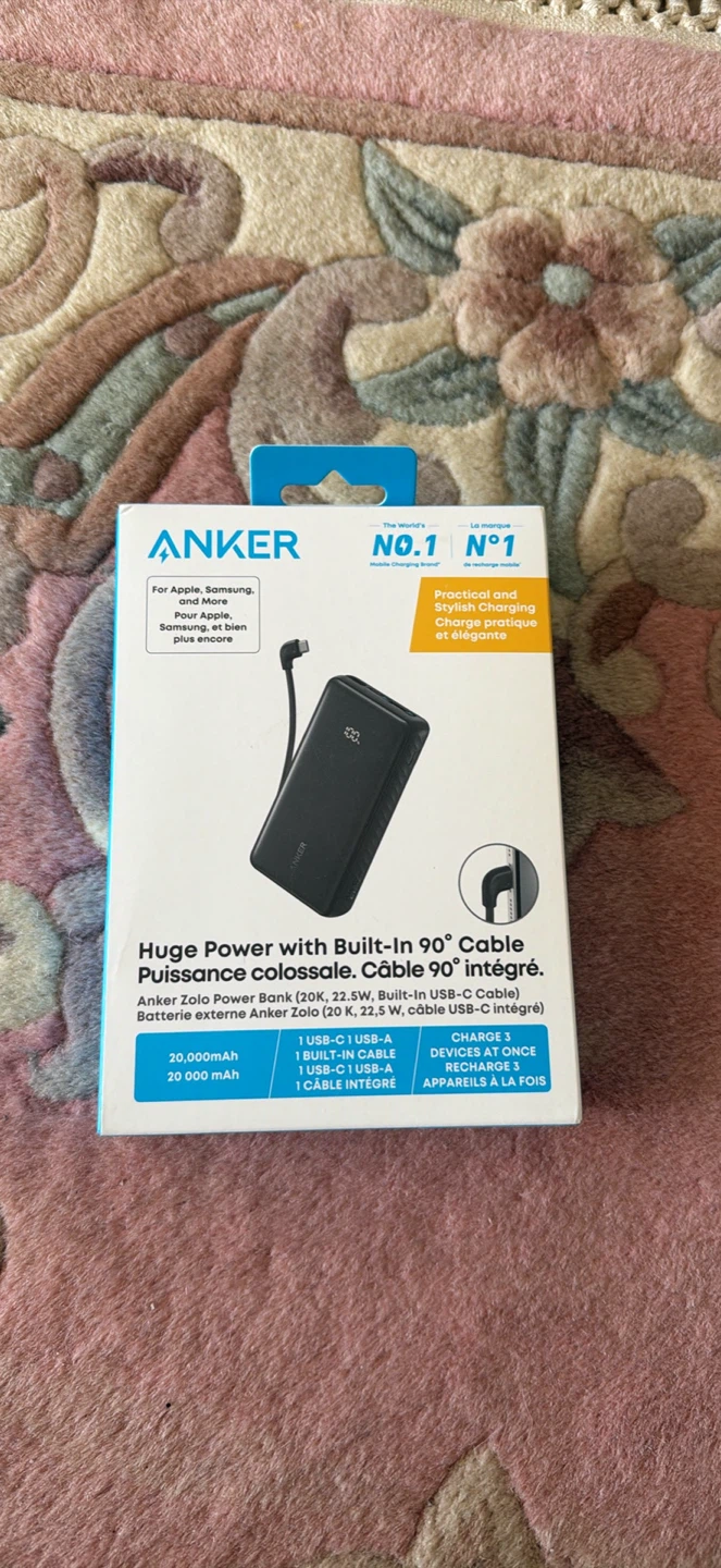New Anker Zolo 20,000mAh Power Bank with Built-in 90° Cable