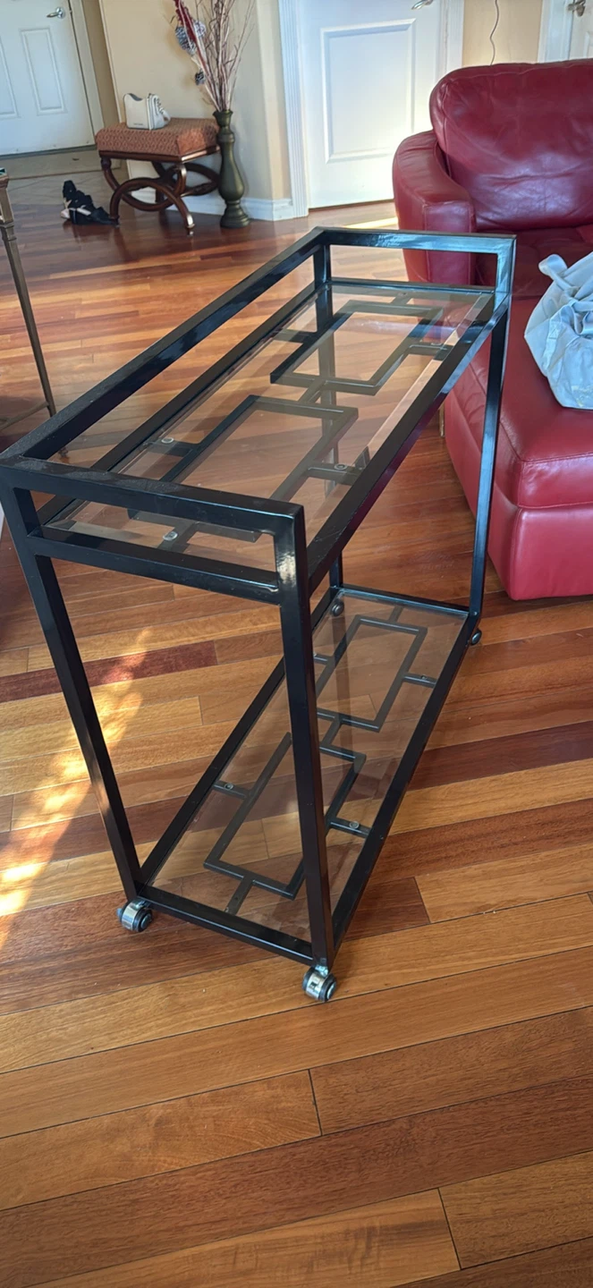 Rolling Bar Cart with Glass Shelves