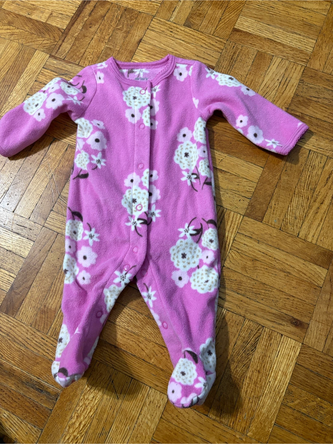 Carter's Pink Floral Fleece Sleep N' Play Footie Pajamas